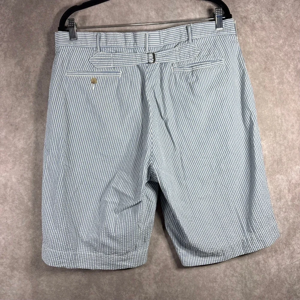 Vintage‎ Polo Ralph Lauren Shorts Mens 34 Blue Seersucker Striped Cinch Preppy